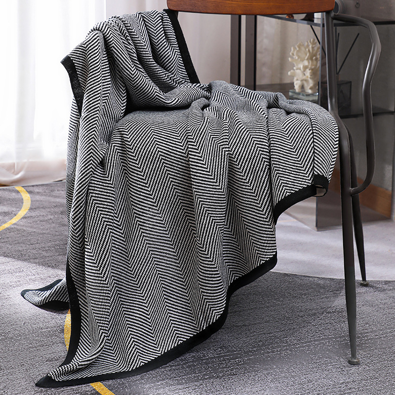 Wool Blanket Herringbone - Nordic Ins Style Knitted Blanket Casual