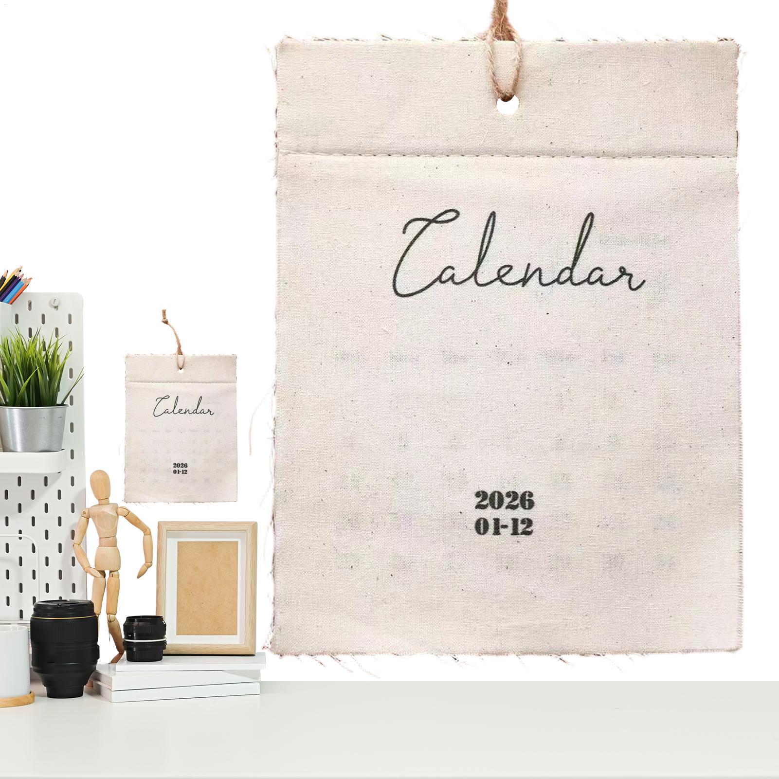 Home Textiles And Decor - 2026 Fabric Wall Calendar 12-Month Reusable