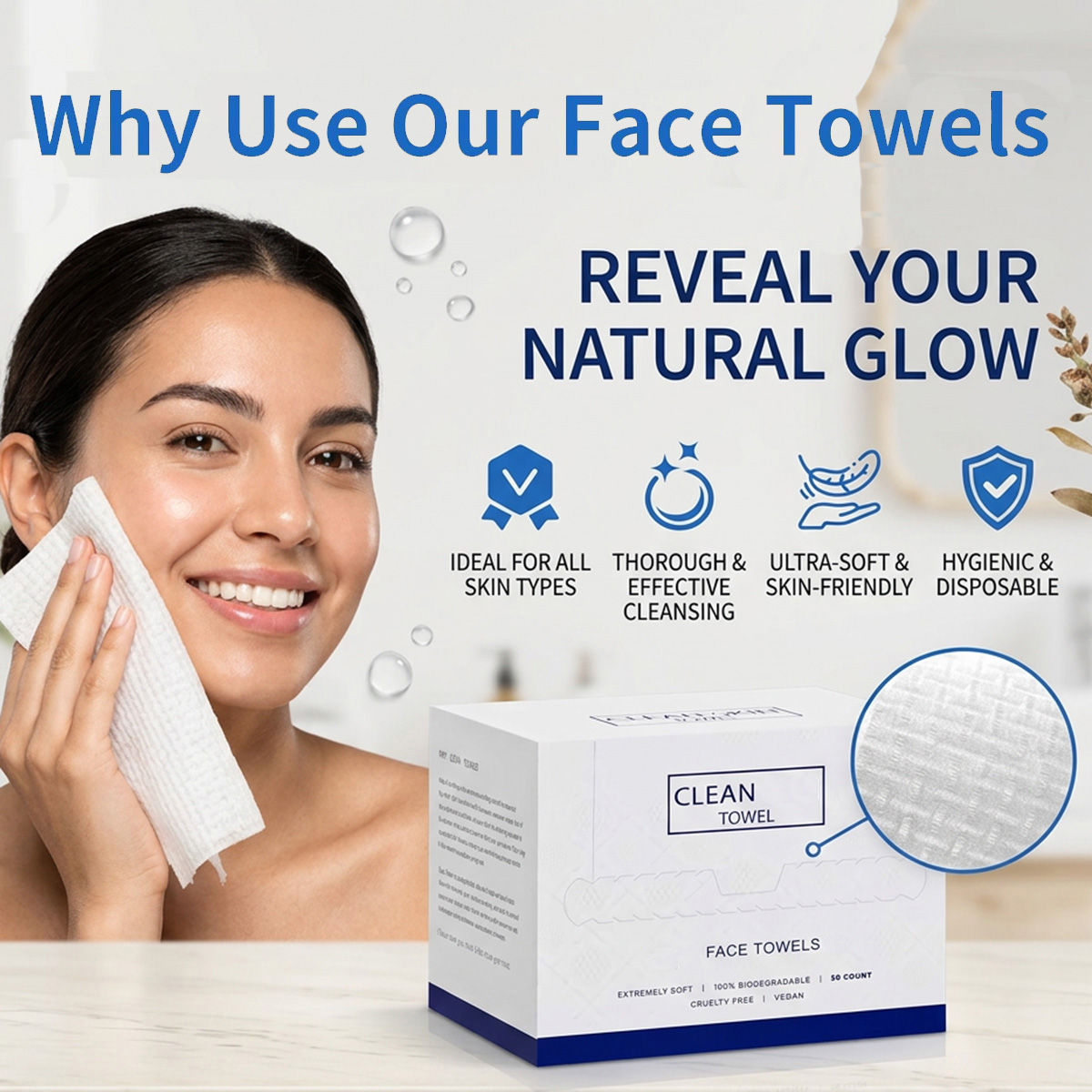Home Textiles Face Towel - 50Pcs/Box Disposable Face Towels Facial Cleansing