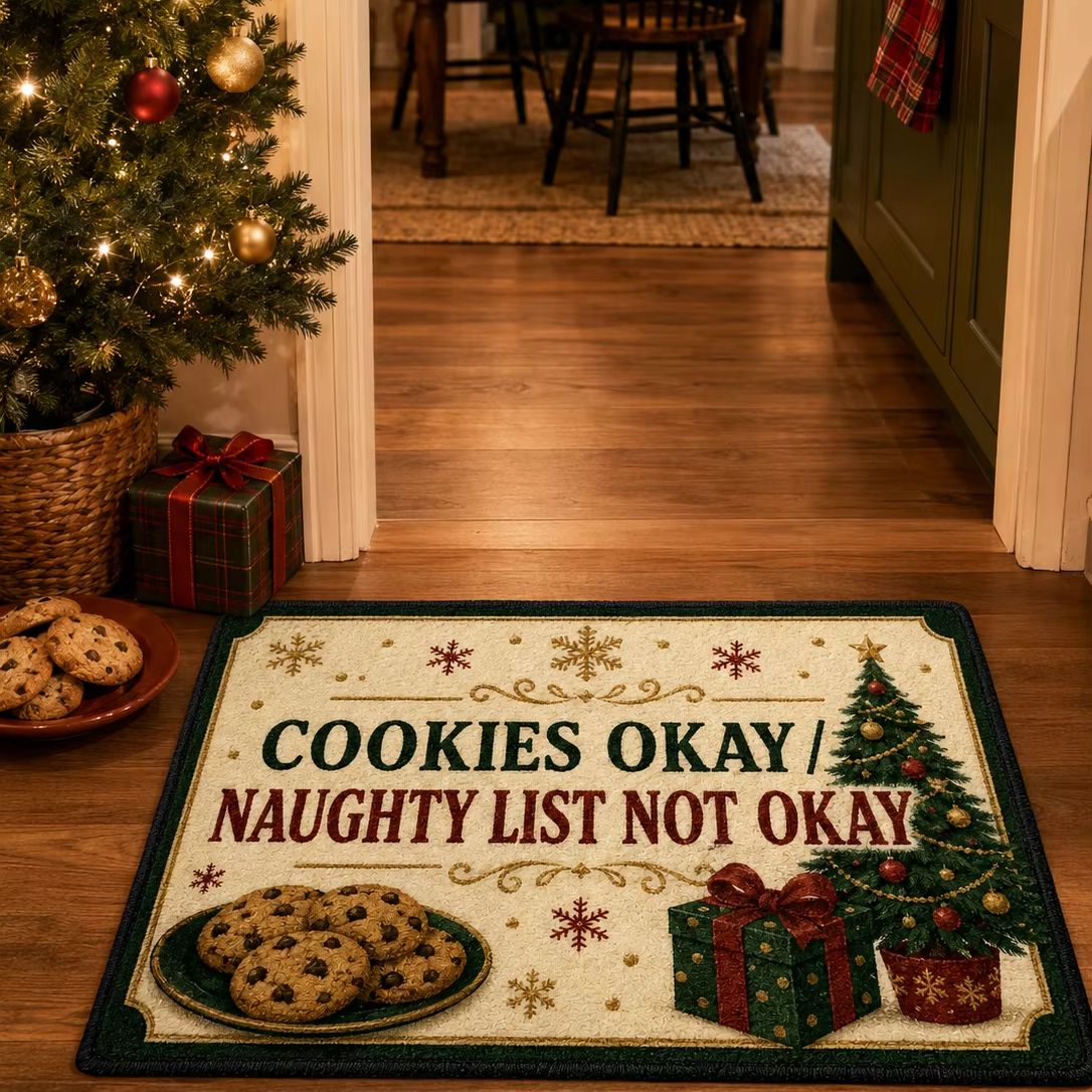 Home Textiles List - Christmas Doormat Cookies Okay Naughty List