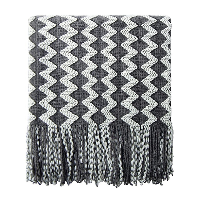50x60inch Grey Knitted Throw B - Wool Blanket Herringbone review and price
