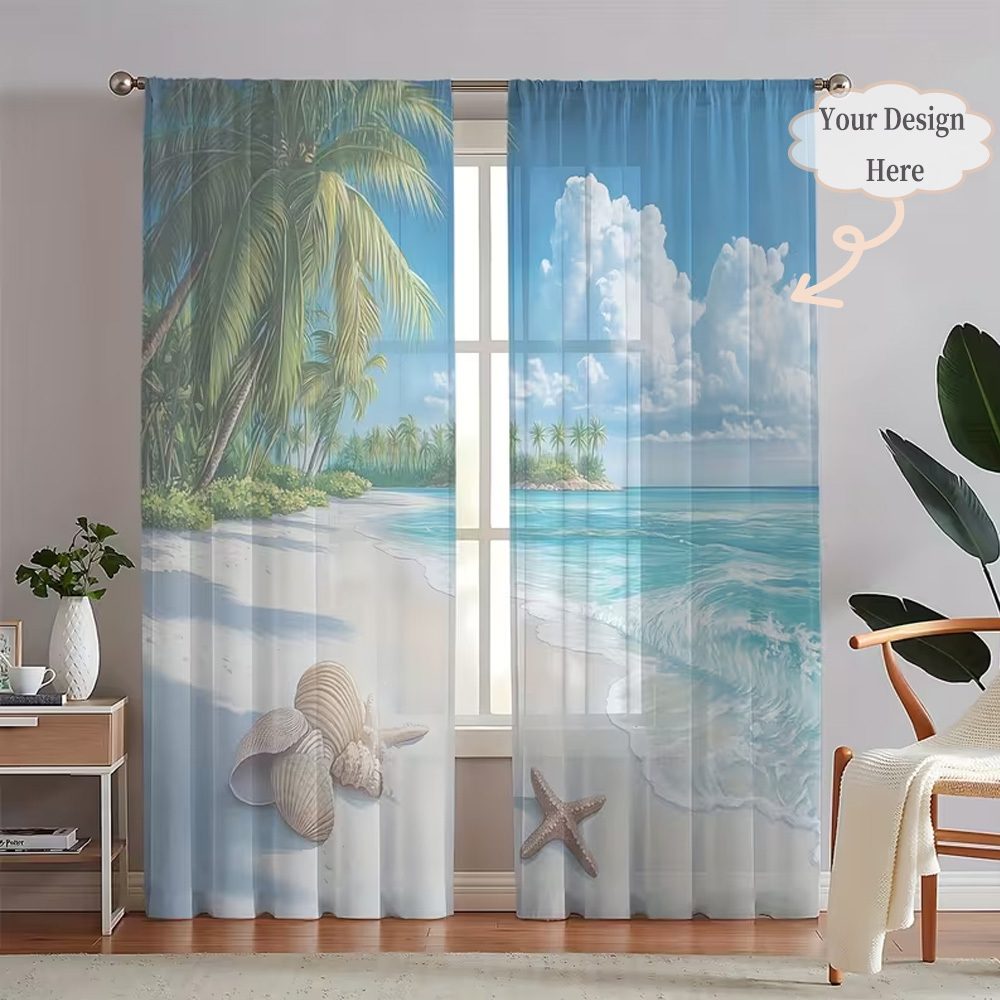 Custom 2D Flat 2pcs Sheer Curt - Home Textiles Fabric review and price