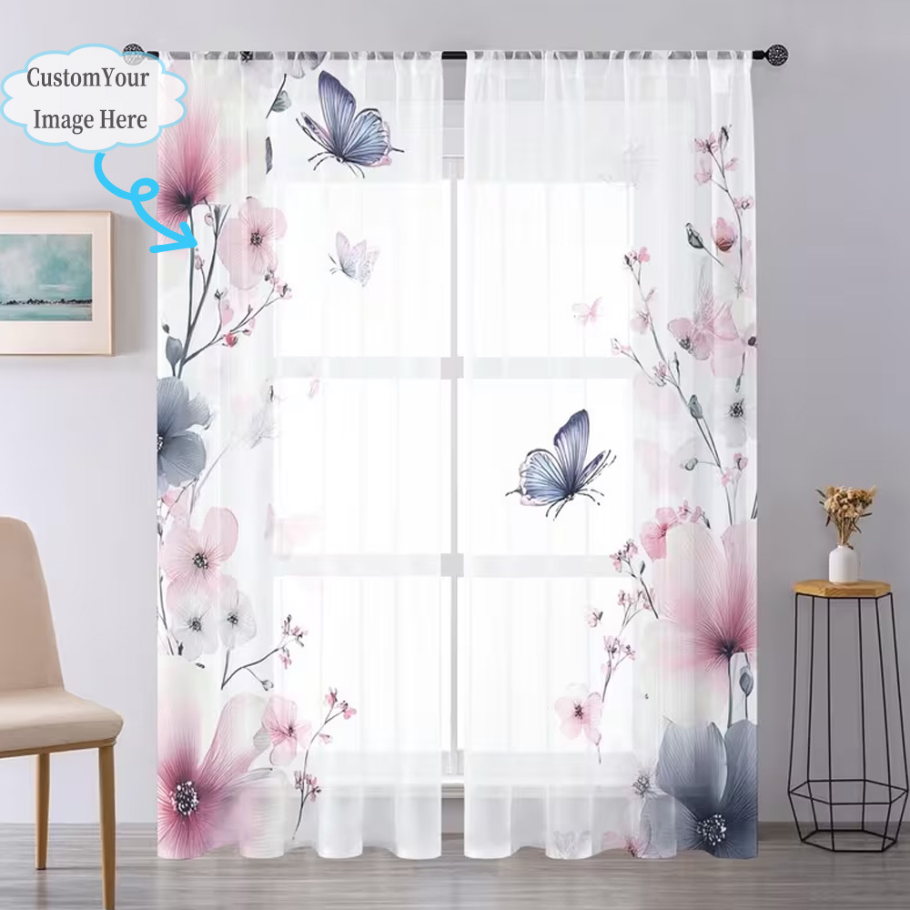 Custom 2D Flat 2pcs Sheer Curt - Home Textiles Fabric review and price