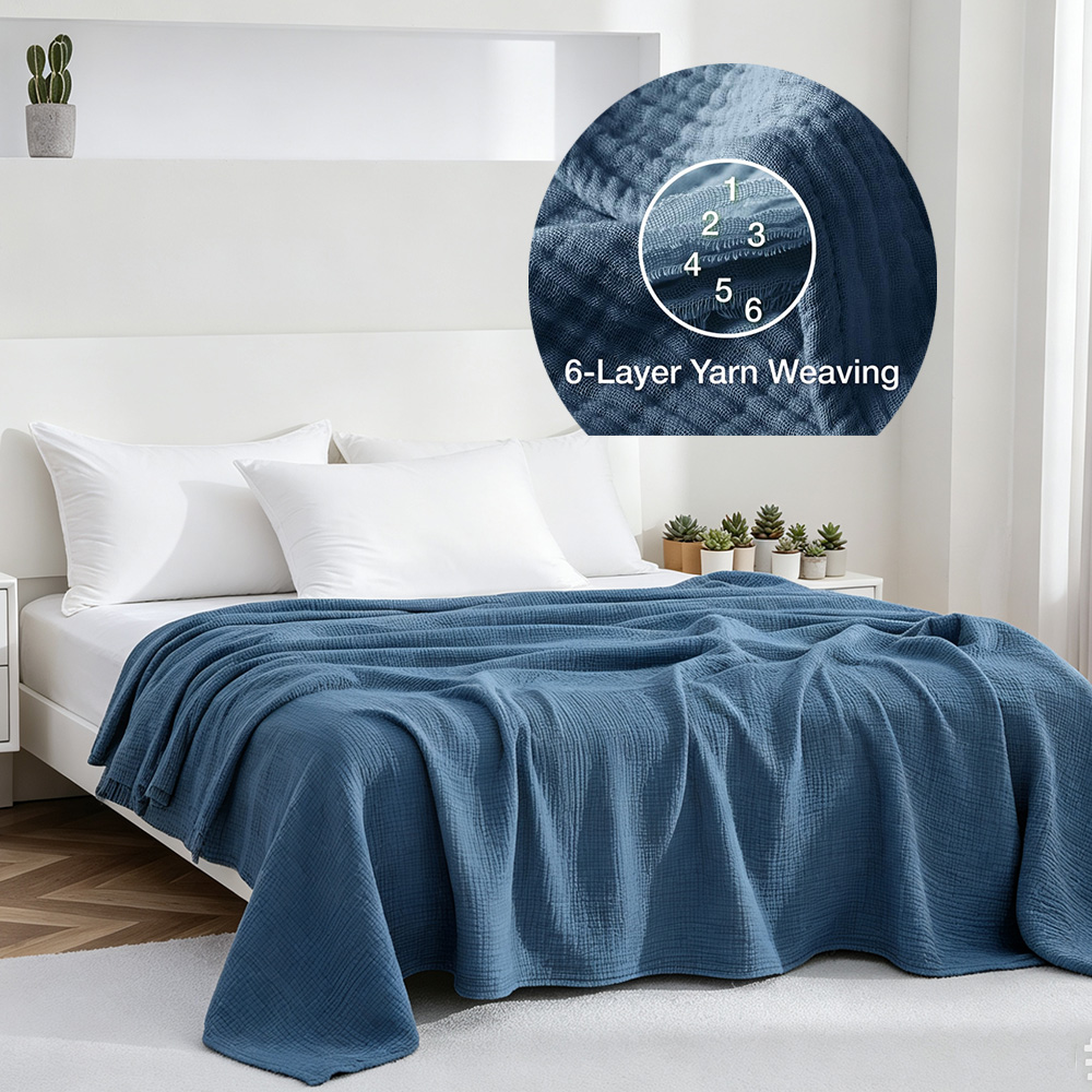 6 Layers Cotton Muslin Blanket - Wool Blanket Herringbone review and price